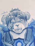 angry bear blizzard_entertainment female fuanfokkusu giant_panda hi_res kodaifox mammal pandaren solo traditional_media_(artwork) warcraft