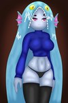 2022 2:3 4_eyes animal_humanoid black_clothing black_legwear black_panties black_stockings black_underwear blue_body blue_clothing blue_hair blue_sweater blue_topwear brave_animated_series breasts clothed clothing cropped_sweater demon ear_fins female fin fish fish_humanoid hair hi_res humanoid legwear liquid_hair magalnik marine marine_humanoid monster_girl_(genre) multi_eye panties pseudo_hair purple_eyes solo stockings sweater teeth thick_thighs topwear underwear water_demon waterdemon wide_hips yellow_eyes