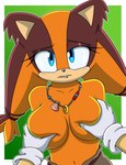 2023 anthro badger big_breasts blue_eyes blush breast_grab breasts clothed clothing duo female first_person_view fur gloves grabbing_both_breasts hand_on_another's_breast hand_on_breast handwear hi_res jewelry mammal mustelid musteline navel necklace sega sonic_boom sonic_the_hedgehog sonic_the_hedgehog_(series) sonicguru sticks_the_jungle_badger topless