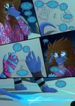 anthro brown_hair circe_(zeptophidia) comic dialogue eyewear female glasses hair hi_res long_hair magic mammal murid murine night prosthetic prosthetic_arm prosthetic_limb rat rodent solo speech_bubble zeptophidia