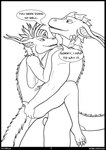 animal_genitalia annoyed anthro balls black_border border bottomless bottomless_anthro bottomless_female breasts christa_(rebeldragon101) clothed clothing dragon duo ernesto_(rebeldragon101) female genitals hair hi_res lifting_another lifting_partner long_ears long_tail looking_at_another looking_at_partner looking_up male male/female mane mane_hair medium_breasts monochrome muscular mythological_creature mythological_scalie mythology nude nude_male partially_clothed pecs rebeldragon101 scalie sheath shirt side_boob size_difference tail tank_top topwear