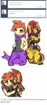 abs alternate_color anthro anthrofied ask_blog ass_to_ass beelzemon_(artist) blush bottomwear clothing duo english_text fan_character gael_the_scrafty generation_5_pokemon grope male multiple_scenes nintendo pants pokemon pokemon_(species) pokemorph scrafty text