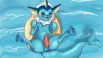 16:9 anus eeveelution feral generation_1_pokemon genitals hi_res jbond lifebuoy male nintendo penis pokemon pokemon_(species) solo spread_legs spreading vaporeon water wet widescreen