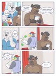 3:4 anthro avian backwards_baseball_cap backwards_hat bandai_namco baseball_cap bear bird cheech clothed clothing comic curt_(rainyatsu) dialogue english_text group hat headgear headwear hi_res humor hyena male mammal muscular nipples notched_ear polar_bear pouting rain-yatsu red_clothing red_headwear spotted_hyena sticky_hand tales_of_(series) tales_of_symphonia text topless trans_(lore) trans_man_(lore) underwear ursine