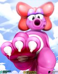 3_toes barefoot birdo claws dinosaur feet first_person_view hi_res macro mario_bros nintendo pink_body prehistoric_species red_bow reptile scalie soles toe_claws toes xptzstudios