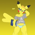 Rating: q
ID: 3729324
Date: 2022-12-03 16:29:25 -0500
Status: active
Score: 9
1:1 anthro atari atari_logo belly biped black_outline blush blush_stickers book bottomwear breasts brown_eyes camel_toe cleavage clothed clothing digital_media_(artwork) eyelashes eyewear fan_character female front_view generation_1_pokemon glasses grey_clothing grey_shirt grey_topwear hair hand_behind_head head_tuft hi_res holding_book holding_object looking_at_viewer mammal murid murine nerd ninjatreecko nintendo off_shoulder one_eye_closed outline oversized_clothing oversized_shirt oversized_topwear panties partially_clothed pattern_bottomwear pattern_clothing pattern_panties pattern_underwear pikachu pokemon pokemon_(species) pokemorph portrait rodent rubbing_head shirt shirt_logo simple_background slightly_chubby slightly_chubby_female solo spark_elektra standing striped_bottomwear striped_clothing striped_panties striped_underwear stripes three-quarter_portrait tired topwear tuft underwear yellow_background yellow_body yellow_theme post #3729324
