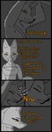 absurd_res anthro blood bodily_fluids canid canine canis comic duo english_text female fox hi_res keta_(privvy) male male/female mammal privvys-art profanity red_fox silver_fox text true_fox wolf