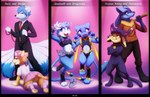 accessory anthro baseball_bat bat_(object) blep blue_body blue_fur blue_hair blush bottomwear canid canine cat_costume clothed clothing collar comic costume crop_top darkmirage dragonchu_(character) embarrassed felid female femboy flamecario fox frown fur furgonomics generation_4_pokemon genitals gesture group hair hand_gesture hi_res hybrid leash leashed_female leg_warmers legendary_pokemon legwear looking_at_viewer looking_up lucario male mammal multi_tail navel necktie night_in_the_woods nintendo nurse_clothing nurse_uniform one-piece_swimsuit open_mouth pokemon pokemon_(species) pussy quetzalli_(darkmirage) seric_(silentspirit94) shirt simple_background skirt stripe_(pinkbutterfree) suit swimwear tail tail_accessory text tongue tongue_out topwear uniform upskirt v_sign vicious_kitty wristband