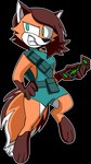 alpha_channel animatedjames anthro bottomwear brown_body brown_fur canid canine clothing female fluffy fluffy_tail fox fur green_eyes macy mammal orange_body orange_fur shorts smile solo tail teeth white_body white_fur