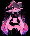 black_background bottomwear callie_(splatoon) cephalopod clothing crop_top female gloves handwear hi_res humanoid humanoid_pointy_ears inkling legwear marine midriff mollusk nintendo not_furry open_mouth open_smile pseudo_hair shirt shorts simple_background smile solo splatoon tattoo tentacle_hair tentacles thigh_gap thigh_highs topwear usa37107692 wide_hips