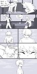 1:2 absurd_res angry bodily_fluids comic crying dialogue duo eijiro_kirishima english_text greyscale hi_res human human_only katsuki_bakugou male mammal monochrome my_hero_academia not_furry pretty_werewolf speech_bubble tears text walking yelling