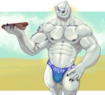 2023 5_fingers abs anthro arm_tattoo arm_tuft bear belly biceps big_biceps big_bulge big_deltoids big_muscles big_pecs black_claws black_nipples black_nose black_pawpads blue_arms blue_background blue_clothing blue_eyes blue_face blue_head blue_speedo blue_swimwear blue_tattoo bristol bulge cheek_tuft chest_tuft chin_tuft claws clothed clothing colored dark_claws dark_nipples dark_nose dark_pawpads deltoids digital_drawing_(artwork) digital_media_(artwork) empty_eyes english_text facial_tattoo facial_tuft finger_tuft fingers food food_fetish forearm_muscles front_view fur fur_tattoo fur_tuft glistening glistening_arms glistening_body glistening_chest glistening_ears glistening_face glistening_fingers glistening_fur glistening_hands glistening_head glistening_legs glistening_neck grin half-closed_eyes hand_on_leg hand_on_own_leg hi_res holding_food holding_object hot_dog hot_dog_bun huge_deltoids huge_muscles huge_pecs humanoid_hands latissimus_dorsi league_of_legends light_arms light_belly light_body light_chest light_clothing light_ears light_eyes light_face light_fingers light_fur light_hands light_head light_legs light_neck light_speedo light_swimwear male male_anthro mammal manly meat monotone_belly monotone_chest monotone_hands monotone_legs monotone_neck multicolored_body multicolored_fur muscular muscular_anthro muscular_arms muscular_legs muscular_male muscular_thighs narrowed_eyes navel neck_muscles neck_tuft nipples oiled oiled_body oiled_fur open_mouth open_smile pawpads pecs polar_bear portrait pose quads riot_games sausage serratus shaded simple_background skimpy skimpy_speedo skimpy_swimwear small_eyes smile smiling_at_viewer solo speedo speedo_only standing suggestive suggestive_food swimwear tattoo tencent text text_on_clothing text_on_speedo text_on_swimwear thick_arms thick_neck thick_thighs three-quarter_portrait tight_clothing tight_speedo tight_swimwear topless topless_anthro topless_male trapezius triceps tuft two_tone_arms two_tone_body two_tone_face two_tone_fur two_tone_head two_tone_speedo ursine volibear white_arms white_background white_belly white_body white_chest white_clothing white_ears white_face white_fingers white_fur white_hands white_head white_legs white_neck white_speedo white_swimwear white_text yellow_background