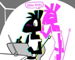 Rating: q
ID: 3827557
Date: 2023-01-22 17:01:21 -0500
Status: active
Score: 18
2019 5:4 abstract_background anthro black_body black_fur blue_outline blush blush_lines bottomwear cay_(toxoglossa) clothed clothing creating_art dialogue drawing drawing_tablet duo egyptian_mythology electronics english_text eyebrows forked_tail fur furniture head_tuft inside male middle_eastern_mythology mythology narrowed_eyes off_shoulder outline pants pen pink_body pink_fur send_nudes_(meme) set_(species) shirt sitting sleeveless_shirt speech_bubble square_crossover suggestive_dialogue table tail text topwear toxoglossa tuft unusual_anatomy unusual_tail white_bottomwear white_clothing white_pants white_shirt white_topwear yellow_outline post #3827557
