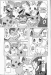 blush bodily_fluids cake canid comic dessert eeveelution english_text espeon female feral flareon food fur generation_1_pokemon generation_2_pokemon generation_4_pokemon generation_6_pokemon glaceon greyscale group heart_symbol hi_res jolteon kemoribbon leafeon mammal monochrome nintendo open_mouth party paws pokemon pokemon_(species) ribbons sylveon tail tears text translated umbreon vaporeon