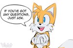 2020 anthro blue_eyes canid canine clothing dialogue english_text fox fur gloves handwear hi_res male mammal miles_prower open_mouth open_smile sega signature simple_background smile solo sonic_the_hedgehog_(series) speech_bubble text violetmadness7 white_body white_fur yellow_body yellow_fur