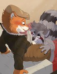 Rating: e
ID: 5557736
Date: 2025-05-08 12:45:54 -0400
Status: active
Score: 46
anthro ball_sniffing balls beret black_eyes blush brown_body brown_fur butt clothed clothed_anthro clothing coontail coontail_v2 duo erection eye_contact flushed foreskin fur genitals grey_body grey_fur hat headgear headwear hi_res jacket leather leather_clothing leather_jacket leather_topwear long_foreskin looking_at_another male male/male mammal mcfan musk mustelid musteline nude_male onomatopoeia orange_body orange_fur penis pink_nose procyonid raccoon shaking sniffing sound_effects text topwear true_musteline weasel weekly post #5557736