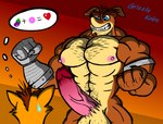 activision anthro bandicoot beard big_muscles big_penis body_hair chest_hair crash_bandicoot crash_bandicoot_(series) crunch_bandicoot duo facial_hair genitals grizzlykubz hairy huge_muscles huge_penis male male/male mammal marsupial muscular muscular_anthro muscular_male penis pubes smile smirk smirking_at_another vein veiny_penis