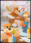 2021 aircraft airplane amusement_park anthro banjo-kazooie banjo_(banjo-kazooie) bear belt black_nose blue_clothing blue_eyes blue_text bottomwear brown_body brown_fur buckteeth butt clothing color_coded color_coded_text comic conjoined_speech_bubble conker conker's_bad_fur_day countershading day dialogue duo english_text fur green_eyes hand_holding hand_on_shoulder hat headgear headwear hi_res hollo_nut hoodie male mammal microsoft name_drop name_in_dialogue navel orange_body orange_fur orange_tail outside page_number rareware red_text rodent sciurid ship short_tail shorts sky slightly_chubby small_ears smile speech_bubble tail teeth text topwear tree_squirrel vehicle water watercraft xbox_game_studios yellow_bottomwear yellow_clothing