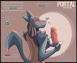 after_oral ambiguous_gender anthro asking_viewer blush bodily_fluids bodily_fluids_on_penis cover english_text fur generation_4_pokemon genitals heart_symbol hi_res jarlium lucario magazine_cover male male/ambiguous mask multicolored_body multicolored_fur nintendo non-euclidean_sex penis pokemon pokemon_(species) portal portal_mask portal_penis portal_sex qr_code saliva saliva_on_penis saliva_string sex simple_background smile solo text thinking_with_portals