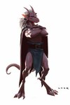 anthro belt bottomwear brooklyn_(gargoyles) clothed clothing crossed_arms disney gargoyle gargoyles hair horn humanoid_pointy_ears loincloth loincloth_only male membrane_(anatomy) membranous_wings red_body ryanlangdraws scalie smile solo tail topless white_hair wings