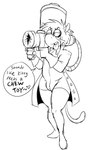 anthro cheetah clothing english_text felid feline gun heart_symbol hi_res jordo_(artist) male mammal monochrome ranged_weapon solo speech_bubble tail text tight_clothing weapon