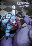 2024 4_fingers absurd_res animatronic anthro anthro_on_anthro anthro_penetrated anthro_penetrating anthro_penetrating_anthro balls bent_over big_balls big_penis black_nose blue_body bodily_fluids border bow_tie cover cover_art cover_page erection femboy fingers five_nights_at_freddy's five_nights_at_freddy's_2 floor genitals glans green_eyes hi_res humanoid_genitalia humanoid_penis inside intraspecies kneeling lagomorph leporid machine male male/male male_penetrated male_penetrating male_penetrating_male mammal motion_lines nude overweight overweight_anthro overweight_male penetration penis pink_penis pupils purple_balls purple_body purple_glans rabbit red_bow_tie red_cheeks robot saliva scottgames sex standing teastuff tile tile_floor tongue tongue_out toy_bonnie_(fnaf) vein veiny_penis white_body white_border withered_bonnie_(fnaf)