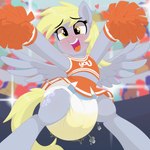 1:1 big_diaper blush bodily_fluids cheerleader cheerleader_outfit clothed clothing cutie_mark derp_eyes derpy_hooves_(mlp) diaper diaper_fetish diaper_puff equid equine eyelashes female feral friendship_is_magic genital_fluids grey_body hasbro hi_res horse mammal my_little_pony mythological_creature mythological_equine mythology nineplusten open_mouth open_smile peeing pegasus pom_poms pony poofy_diaper smile solo tail thick_diaper unclean_diaper urine used_diaper watersports wearing_diaper wet_diaper wetting wetting_diaper white_diaper wings yellow_eyes yellow_tail