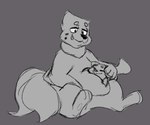 ambiguous_gender belly belly_hug belly_squish buizel cute_fangs duo eyebrows eyes_closed feral fur generation_4_pokemon generation_5_pokemon grey_background greyscale hand_on_head hug hugging_another kelp_kq mammal monochrome multi_tail mustelid narrowed_eyes nintendo on_ground oshawott pawpads paws pear-shaped_figure pokemon pokemon_(species) simple_background sitting size_difference sketch slightly_chubby smile smiley_face squish tail tail_tuft thick_eyebrows tuft tufted_fur wide_hips