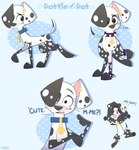 canid canine canis collar collar_tag dalmatian domestic_dog ear_piercing fan_character female feral hi_res higglytownhero lipstick makeup mammal model_sheet piercing simple_background solo speech_bubble text