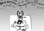 2023 anthro big_breasts black_and_white breasts bulging_breasts dialogue english_text fallout female hi_res hladilnik janice_(hladilnik) lagomorph leporid mammal microsoft monochrome music musical_note musical_symbol rabbit raider_(fallout) solo symbol text