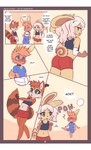 2019 absurd_res anthro ball bell bell_collar blue_eyes blush bunnybits clothed clothing collar comic conditional_dnp dialogue digital_media_(artwork) english_text female fur group hair hi_res lagomorph leporid letterbox male mammal melody_(bunnybits) rabbit sasha_(bunnybits) sportswear text trio volleyball_(ball) young young_anthro