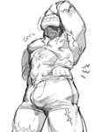 absurd_res anthro armpit_hair body_hair boxer_briefs bulge clothed clothing five_nights_at_freddy's five_nights_at_freddy's_3 greyscale hi_res kogito lagomorph leporid male mammal monochrome navel nipples pecs rabbit scar scottgames sketch solo springtrap_(fnaf) teeth topless topless_anthro topless_male underwear