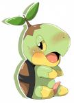 2015 blush bodily_fluids censor_removal_edit doneru elemental_creature erection feral flora_fauna generation_4_pokemon genitals male nintendo open_mouth penis plant pokemon pokemon_(species) reptile scalie simple_background solo sweat third-party_edit turtwig white_background