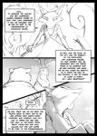 2018 anthro antlers black_border border canid canine clothed clothing comic deer dialogue digital_drawing_(artwork) digital_media_(artwork) disney english_text felid female fox greyscale group hi_res horn lion male mammal monochrome neveen_(kulkum) pantherine podium screentone speech_bubble text thewyvernsweaver zootopia