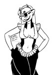 2023 anthro bedroom_eyes black_and_white breasts ear_piercing ear_ring fake_horns fangs female fur hair hi_res kelly_o'dor looking_at_viewer mammal mephitid midriff monochrome narrowed_eyes navel piercing ring_piercing seductive skunk solo tail teeth tegerio zandar's_saga