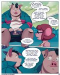 2021 4:5 anthro basil_(mikrogoat) belly bottomwear carolina_(mikrogoat) clothed clothing comic dialogue domestic_pig duo english_text eyewear fully_clothed glasses hi_res humanoid_hands male mammal mikrogoat mouse murid murine outside overweight overweight_male rodent shirt shorts sitting suid suina sus_(pig) text topwear url