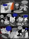 anthro anthrofied bluebean child comic dialogue eeveelution english_text female garden_of_eden generation_1_pokemon generation_2_pokemon generation_6_pokemon greyscale hi_res male mammal melee_weapon monochrome nintendo pichu pikachu pokemon pokemon_(species) pokemorph rodent sword sylveon text weapon young