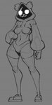 2024 anthro bear biped black_and_white breasts clothed clothing epic_games eye_scar facial_scar featureless_breasts female footwear fortnite guide_lines hoodie long_socks mammal monochrome panties raven_team_leader scar shoes sketch skimpy solo spikedmauler standing topwear underwear