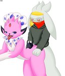 absurd_res anal anthro bedroom_eyes butt claws clothing colored digital_drawing_(artwork) digital_media_(artwork) duo eyewear fan_character feathers fur generation_4_pokemon generation_8_pokemon glasses grey_body grey_fur happy hi_res hoodie jewelry kerolink lagomorph male male/male mammal mr._raboot_the_raboot_(mrraboot) mrraboot narrowed_eyes nintendo orange_eyes pink_body pink_fur pinup pokemon pokemon_(species) pose purple_eyes raboot scarf seductive sex shaded simple_background tail tongue tongue_out topwear weavile white_background ych