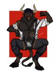 2023 anthro artistas_brasileiros body_hair bottomwear bovid bovine brazilian_artists bulge cattle chest_hair chest_tuft clothed clothing digital_drawing_(artwork) digital_media_(artwork) ear_piercing ear_ring erection erection_in_underwear facial_piercing fur h3ntyr hair hairy hi_res horn looking_at_viewer male mammal muscular muscular_anthro muscular_male nose_piercing nose_ring open_bottomwear open_clothing open_pants pants piercing ring_piercing septum_piercing septum_ring shirtless simple_background smile solo suggestive tail tenting tuft underwear