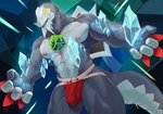 abs anthro barazoku baxcalibur benoitxie bulge clothed clothing crystal detailed_bulge dragon generation_9_pokemon genital_outline hi_res ice jewelry jockstrap jockstrap_only magic male muscular muscular_anthro muscular_male mythological_creature mythological_scalie mythology necklace nintendo nipples pecs penis_outline pokemon pokemon_(species) scalie solo tail topless underwear underwear_only yellow_eyes