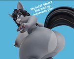 3d_(artwork) anthro areola asinus bent_over big_breasts big_butt black_areola black_hair black_nipples blue_eyes breasts butt chunkerbuns curled_hair digital_media_(artwork) donkey english_text equid equine female fur grey_body grey_fur hair haylee_(chunkerbuns) huge_breasts huge_butt looking_at_viewer looking_back looking_back_at_viewer looking_down looking_down_at_viewer mammal nipples presenting presenting_hindquarters rear_view solo text wide_hips