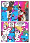 angel_the_fox anthro birthday_party_at_club_yiff bovid bovine bow_tie breasts bulge bunci_bovine canid canine chester_equine clothing collar comic dialogue english_text equid equine female footwear fox group hi_res high_heels horn horse jockstrap joykill kobold koizumi_kobold lizard male mammal muscular pole reptile scalie shoes stated_homosexuality stated_sexuality text underwear yak