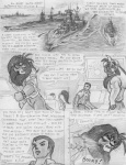 2008 ajinta anthro battleship comic dialogue english_text felid greyscale hindu human leovictor lion male mammal marine monochrome pantherine religion sea shaded ship sketch tail tail_tuft text tuft vehicle war warship water watercraft