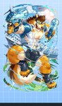 2024 abs anthro barazoku biceps big_muscles biped brown_body brown_fur canid canine canis countershade_fur countershading fur hi_res iwa_naga_0316 male mammal muscular muscular_anthro muscular_male pecs solo white_body white_countershading white_fur wolf yellow_body yellow_fur