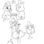 1:1 absurd_res anthro bodily_fluids bottomless burning butt butt_on_fire clothed clothing domestic_cat duo felid feline felis fifybear fire hand_on_butt hi_res koei_tecmo line_art mammal monochrome pain samurai_cats sweat sweatdrop tail tears