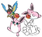 aaarkgkaaa ambiguous_gender apple cel_shading chatot chatot_(eotds) duo feral flying food fruit generation_1_pokemon generation_4_pokemon guildmaster_wigglytuff hi_res nintendo plant pokemon pokemon_(species) pokemon_mystery_dungeon shaded simple_background sleeping spike_chunsoft white_background wigglytuff