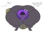 2023 anal_piercing anthro anus anus_focus big_anus big_butt butt butt_expansion canid dialogue digital_media_(artwork) digitigrade english_text expansion female huge_butt hyper hyper_butt mammal offscreen_character piercing puffy_anus purple_anus robertge simple_background solo text white_background