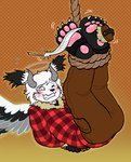 Rating: q
ID: 5581612
Date: 2025-05-18 15:11:07 -0400
Status: active
Score: 7
4_toes ambiguous_species angel anthro bdsm blush bodily_fluids bondage bound brush canid claws clothing feathered_wings feathers feet footwear hi_res horn jimmycervix male mammal pawpads paws restraints rope rope_bondage socks solo stirrup_socks sweat tickle_torture tickling tickling_feet toe_claws toes wings post #5581612