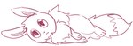 2020 ambiguous_gender digital_media_(artwork) eevee feral flavia-elric fluffy fluffy_tail fur generation_1_pokemon hi_res looking_at_viewer lux_(yapc) lying mouth_closed neck_tuft nintendo on_ground on_side paws pokemon pokemon_(species) pupils quadruped simple_background sketch solo tail tuft white_background